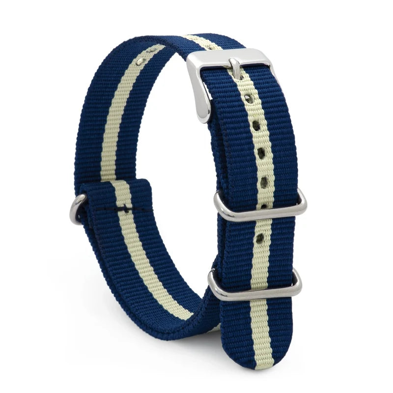 Nato-Style Nylon Watchbands Blue Cream
