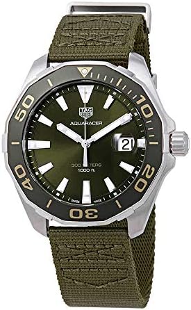 Tag Heuer Aquaracer Black Dial Khaki Green Nato Strap