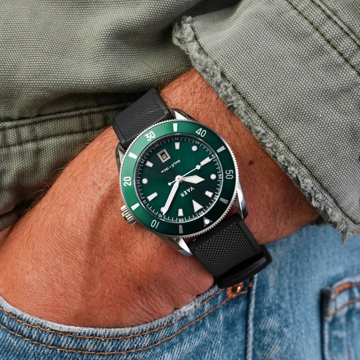 Vaer: DS2 Meridian Green - Quartz 39mm (Khaki Strap)