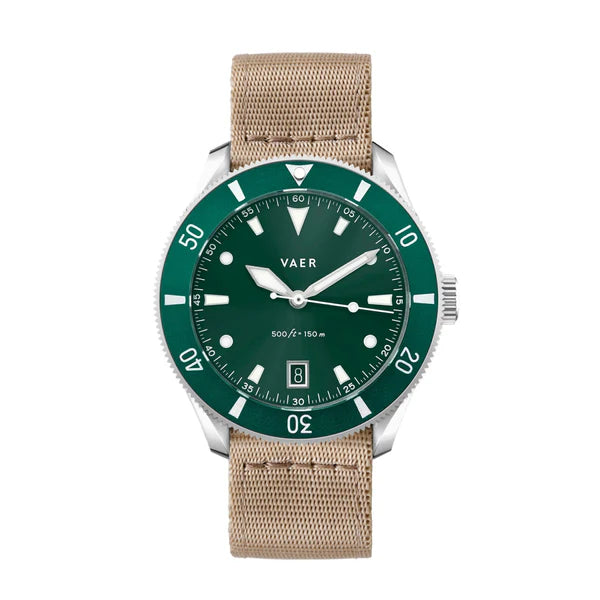 Vaer: DS2 Meridian Green - Quartz 39mm (Khaki Strap)