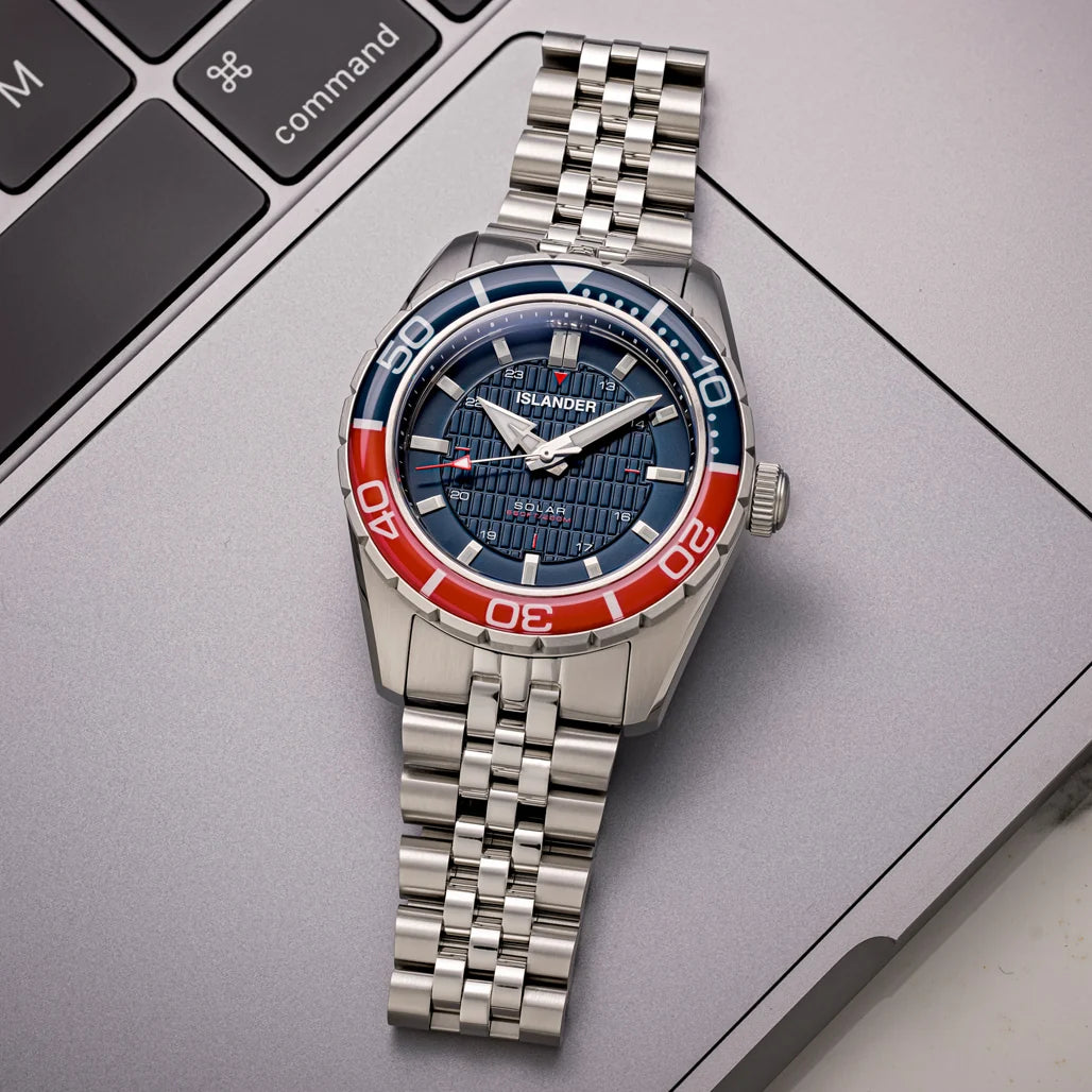 Islander: Saltaire 38mm Solar Dive Watch with Blue Dial #ISL-357