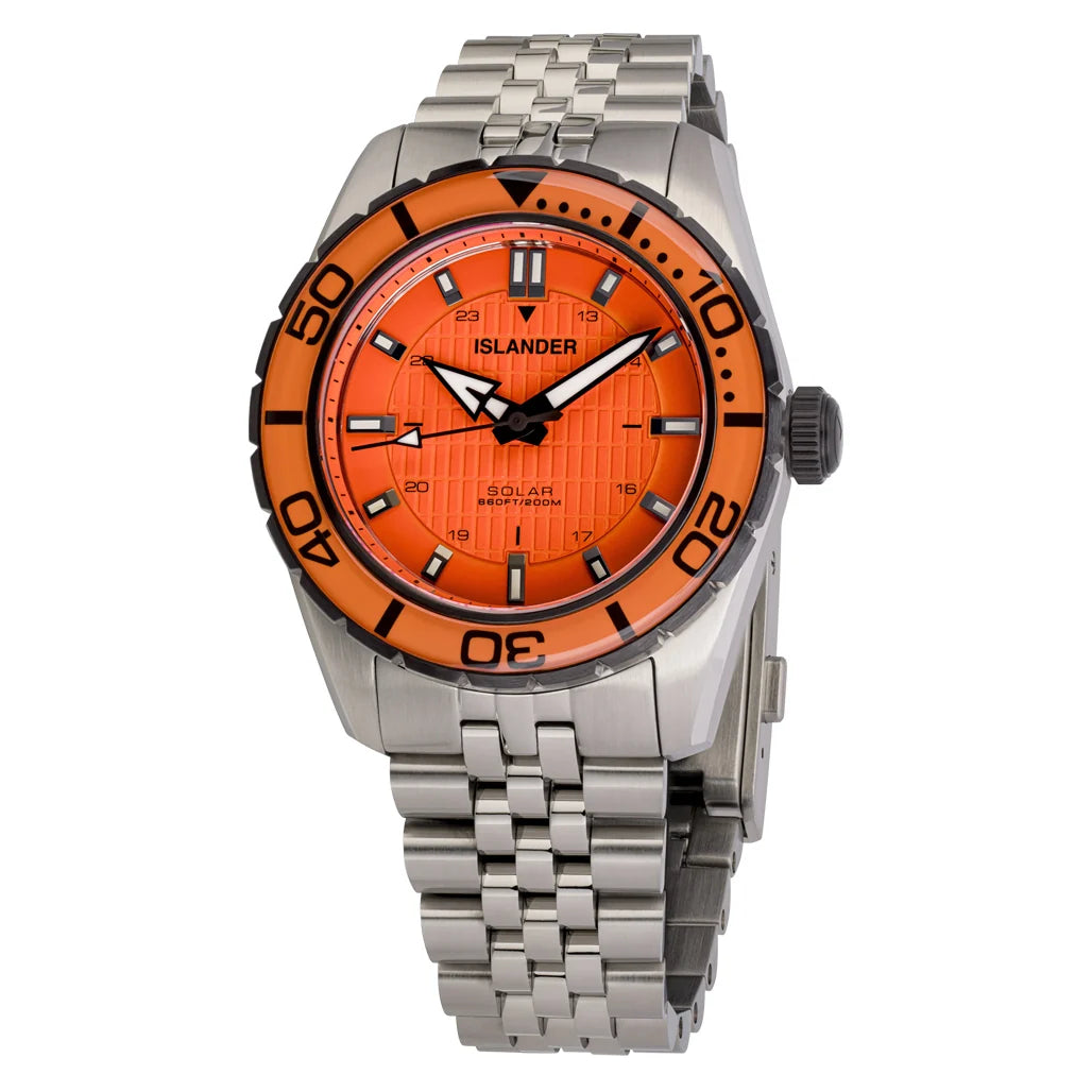 Islander: Saltaire 38mm Solar Dive Watch with Orange Dial #ISL-358