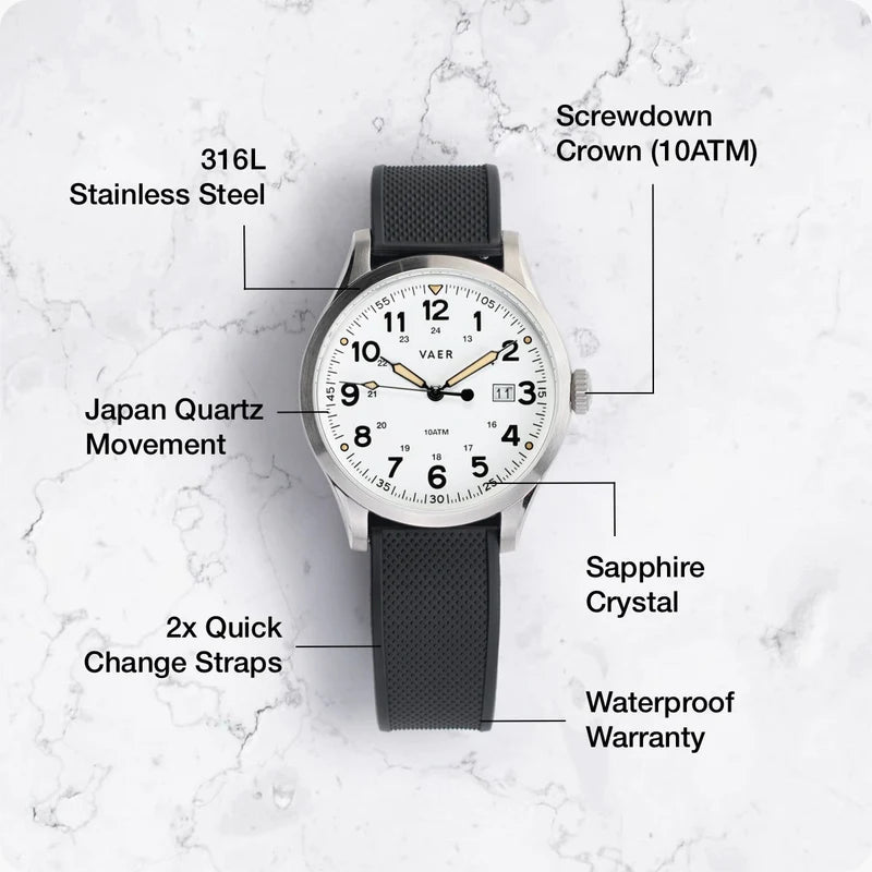 Vaer: S5 Calendar Field White - 42mm
