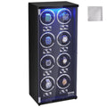 Watch Winder, Watch Winder for 8 Men's and Women's Automatic Watches, with 8 Super Quiet Japanese Mabuchi Motors, Blue LED Light and Adapter, High-Density Board Shell and Black PU