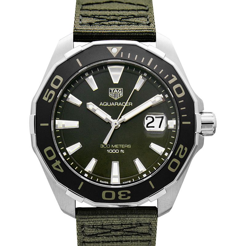Tag Heuer Aquaracer Black Dial Khaki Green Nato Strap