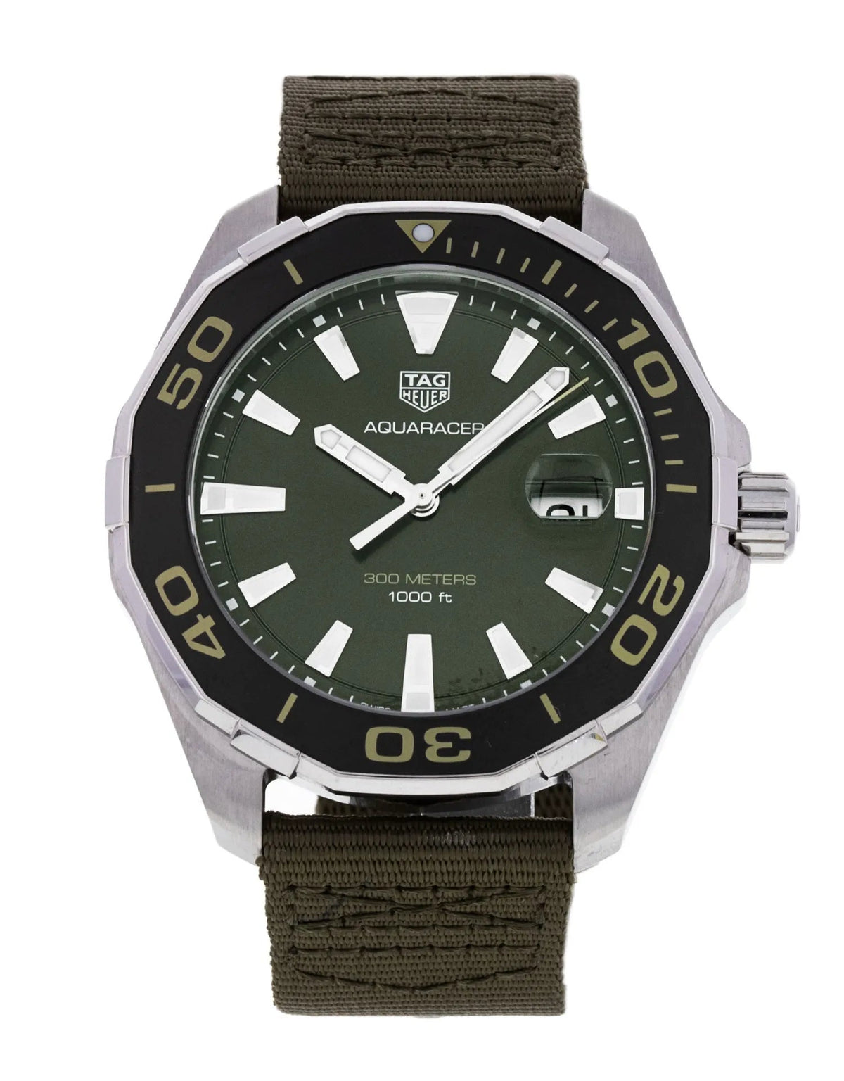 Tag Heuer Aquaracer Black Dial Khaki Green Nato Strap
