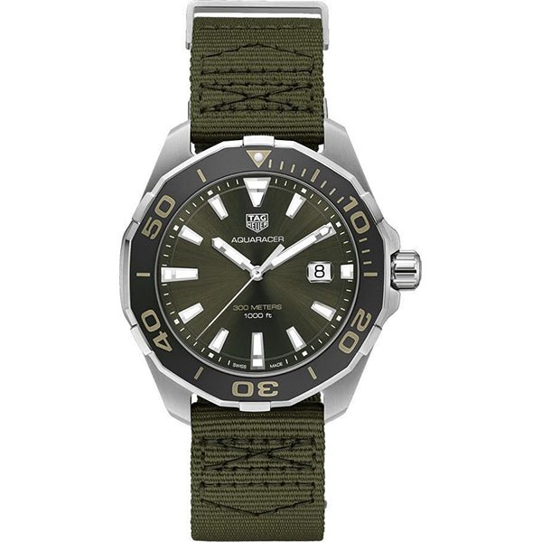 Tag Heuer Aquaracer Black Dial Khaki Green Nato Strap