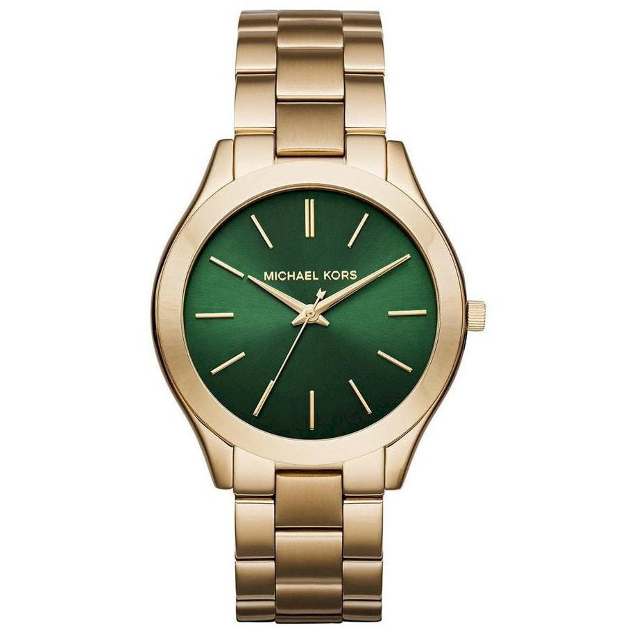 Michael Kors Mk3435 Ladies Slim Runway Gold Green