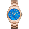 Michael Kors Mk3494 Ladies Slim Runway Rose Gold Dark Blue