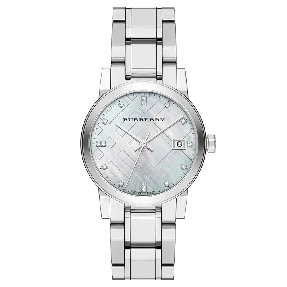 Burberry Ladies Check Stamped Silver Bu9125