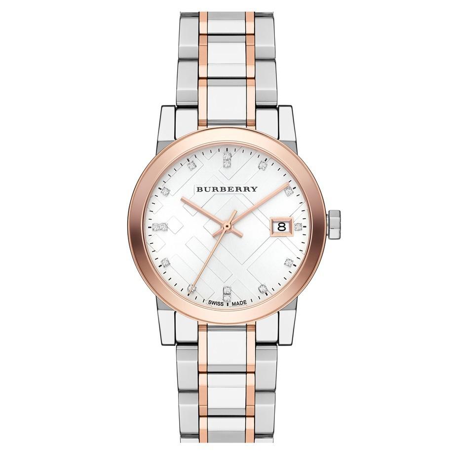 Burberry Ladies Diamond Check Stamped Two Tone Bu9127
