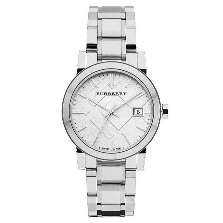 Burberry Ladies Check Stamped Silver Bu9100
