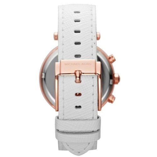 Michael Kors Mk2281 Ladies Parker Rose Gold White Leather Chronograph